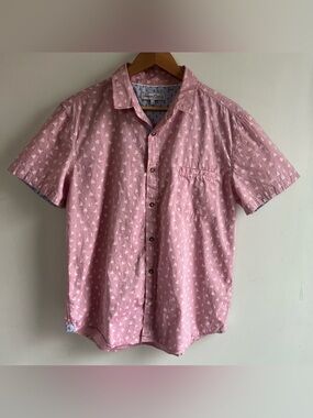 Sovereign Code‎ Men’s Large Pink Sailboat Print Short Sleeve Button Up Shirt